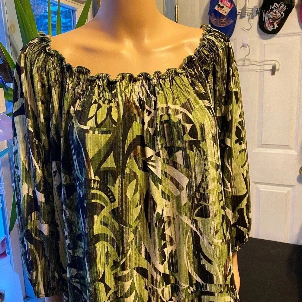 Claudia Richard Stretchy Boho Casual Off Shoulder Blouse Women Plus Size 2X - Picture 5 of 5